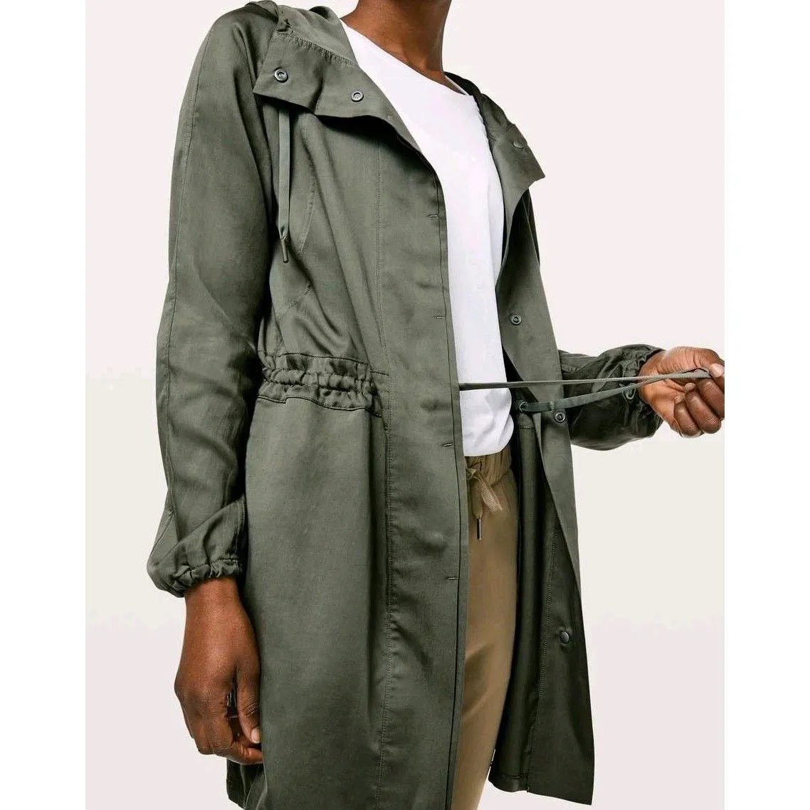 Lululemon City Stroll Women's Jacket Size 6 Green Full Button Snap Cinch Waist - Image 9