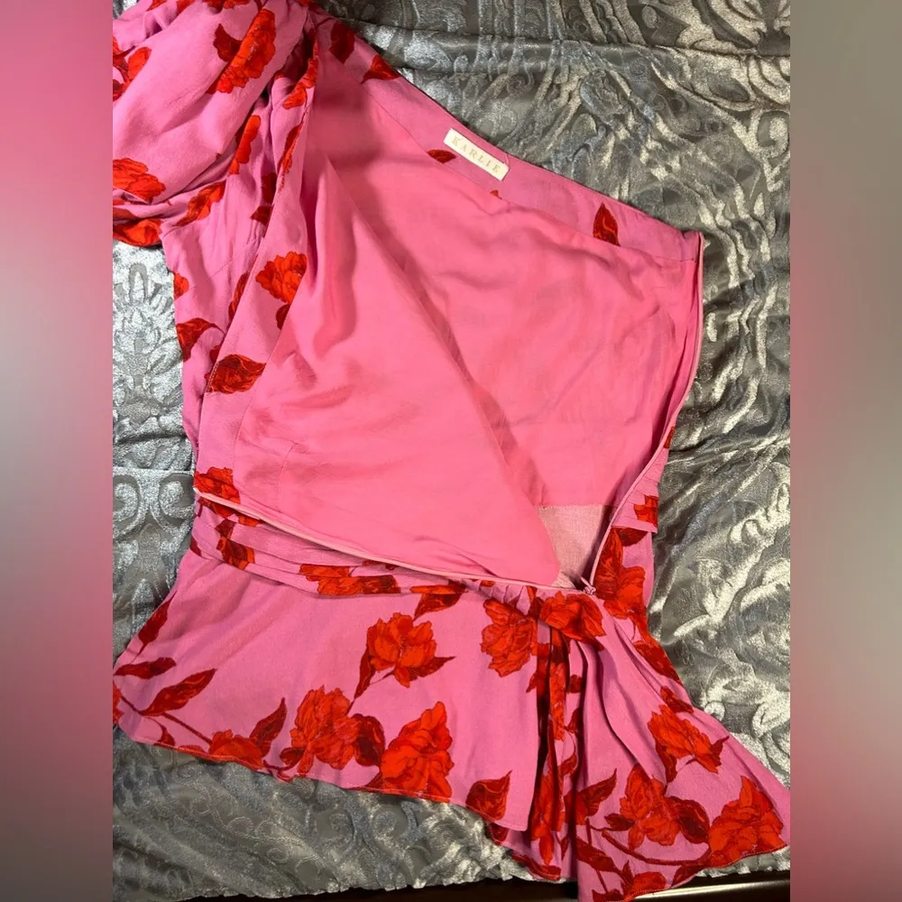 Karlie Pink Hibiscus One Shoulder Blouse Large - Image 11