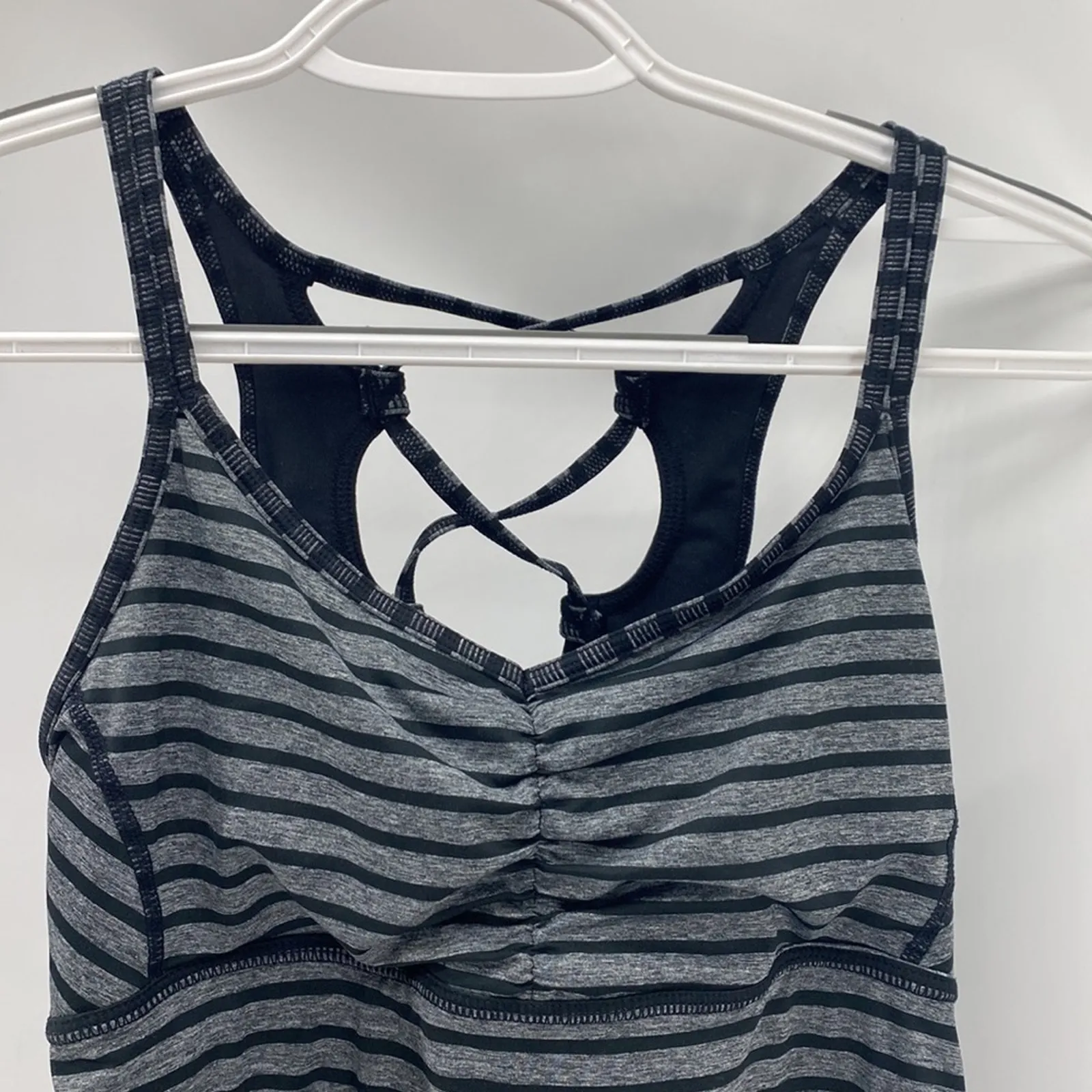 Prana Filament Tank Top Shelf bra black grey Striped Workout yoga casual size XS - Image 2