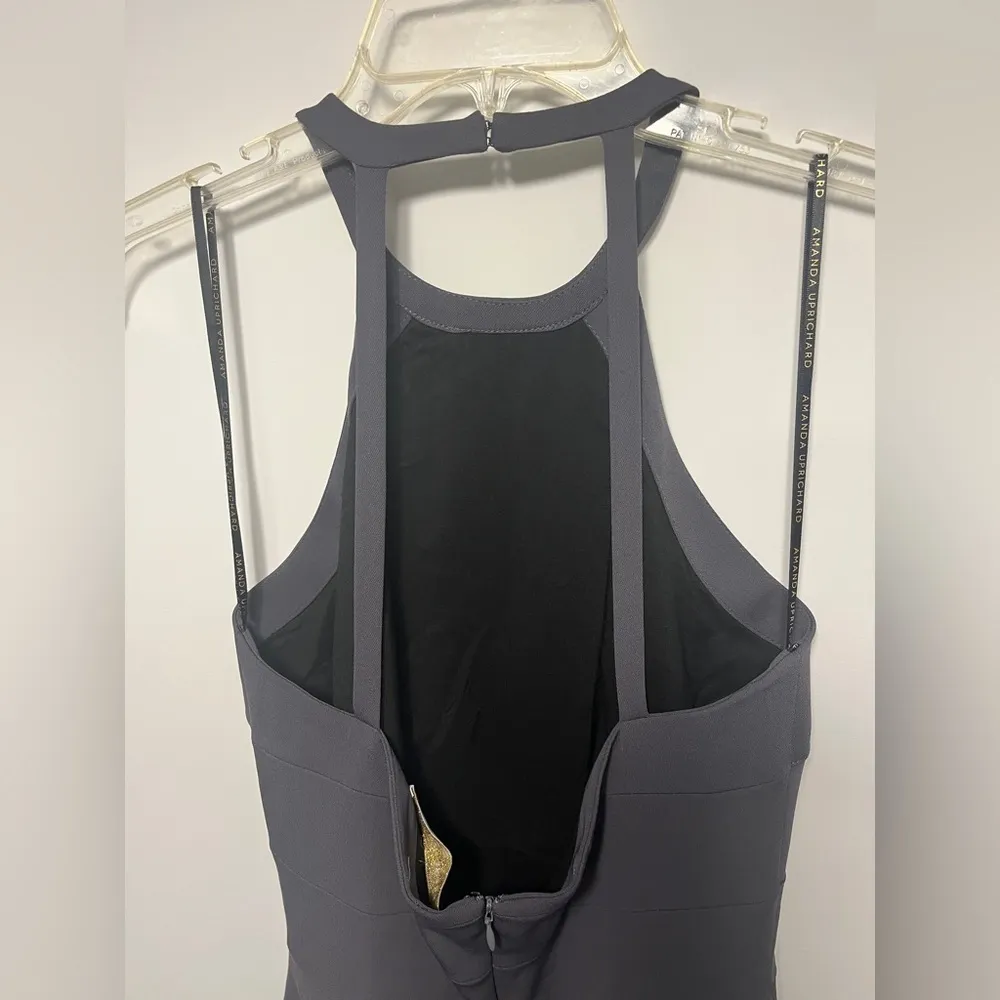 REVOLVE NWT Amanda Uprichard Rae Dress Stone Crepe Halter Neckline Open Back - Image 9