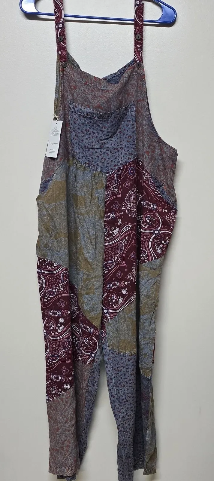 Sacred Threads Multicolor Patchwork Jumpsuit Overalls Sz XXL NEW Boho Festival - Image 1