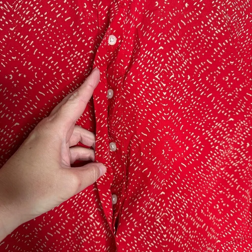 Lauren Ralph Lauren Red Speckled‎ collarless pullover blouse Sz S - Image 3