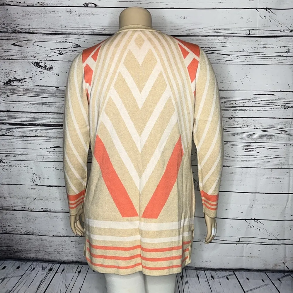 Isaac Mizrahi Live! NWT Size XL Patchwork Stripe Jacquard Sweater Coat Cardigan - Image 3