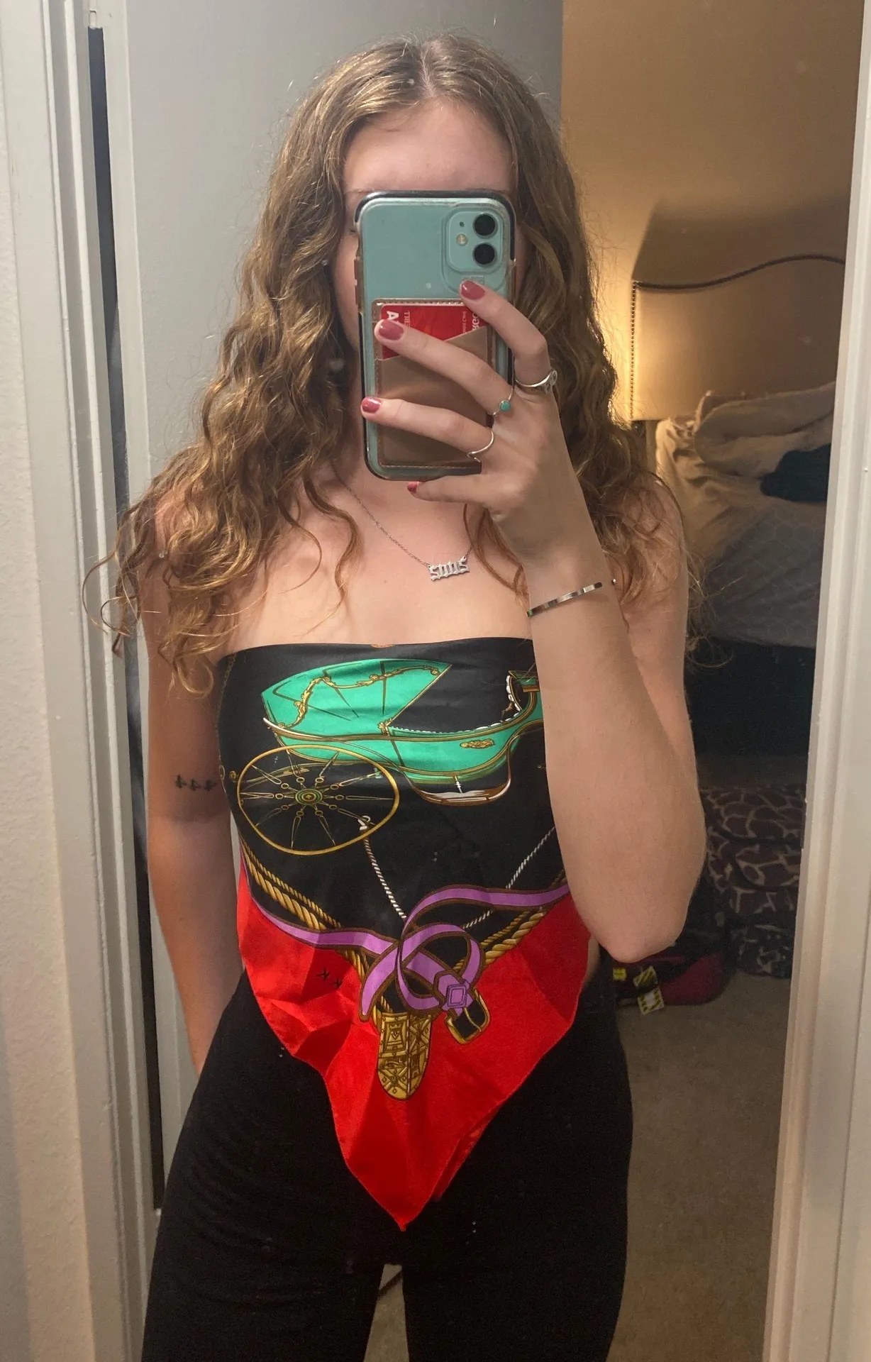Thrifted Silk Bandana Top - Image 2