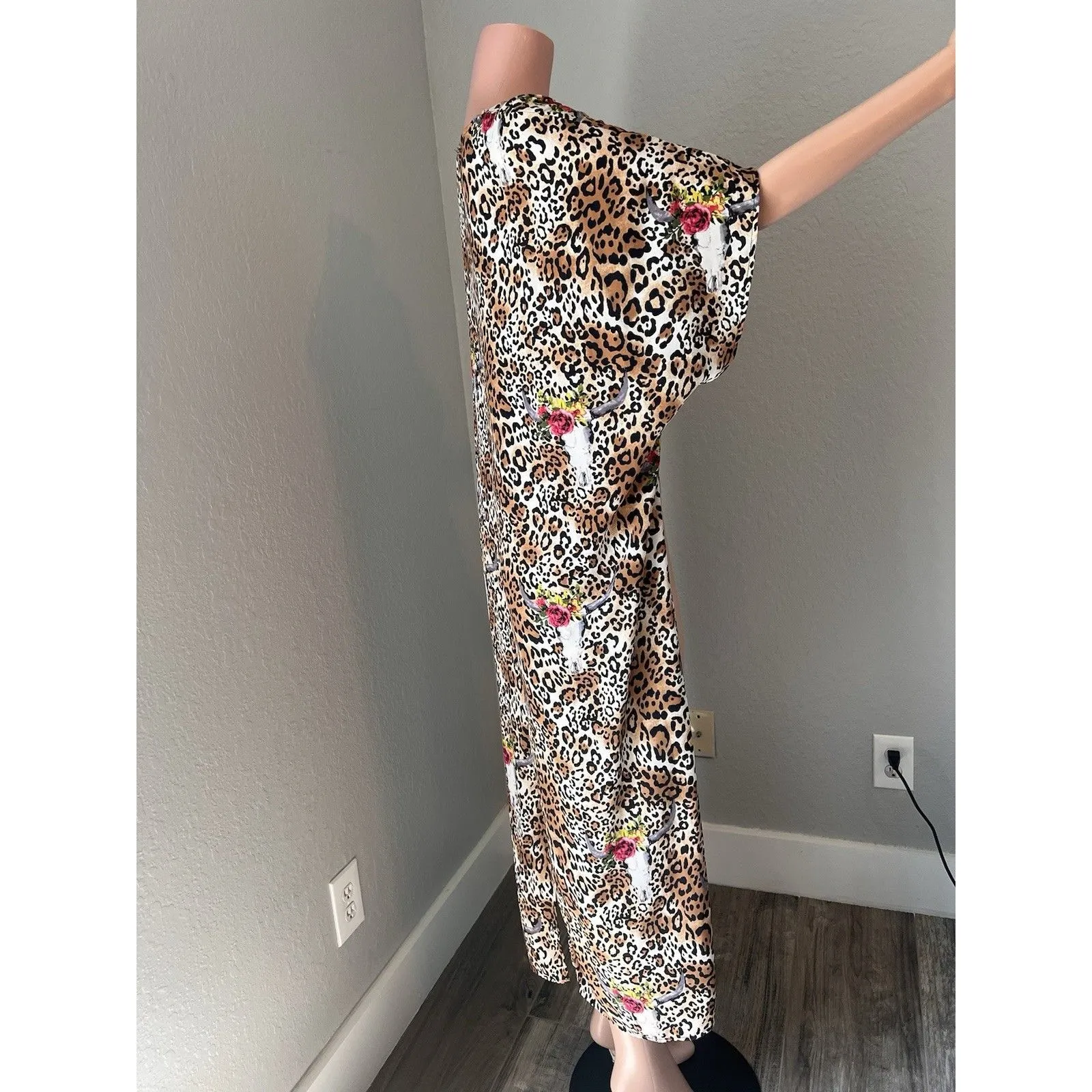 BERRY N CREAM Cheetah Leopard and Steer Skull long Kimono western cardigan #57 Size undefined - Image 6