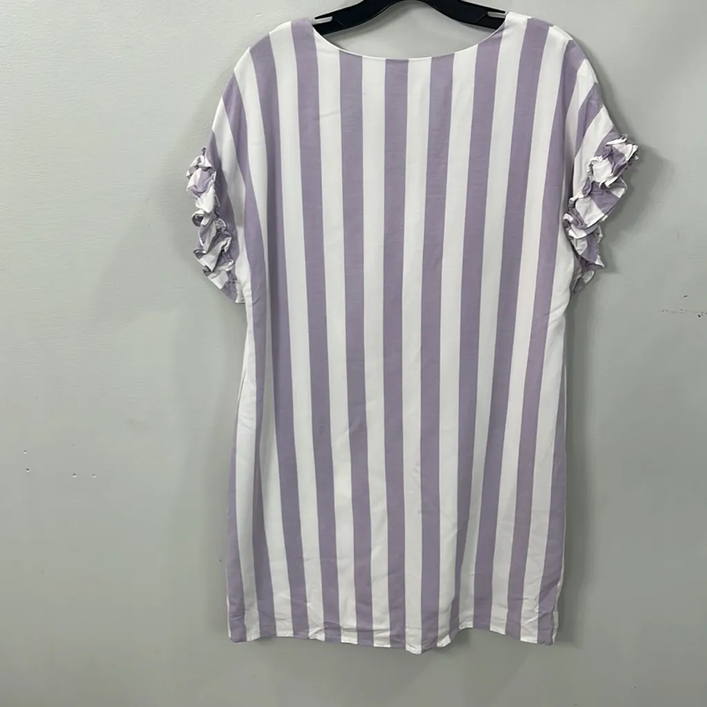 Super cute Daniel‎ Cremieux dress medium purple stripes cruise light Lilly - Image 4