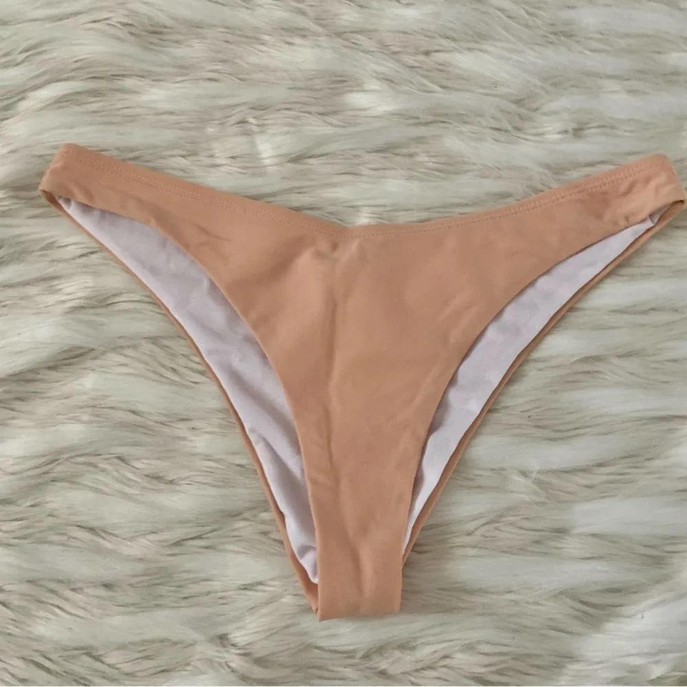 Zaful Nude Tan Light Brown Cheeky Coverage Bikini Bottoms Sz S - Image 12