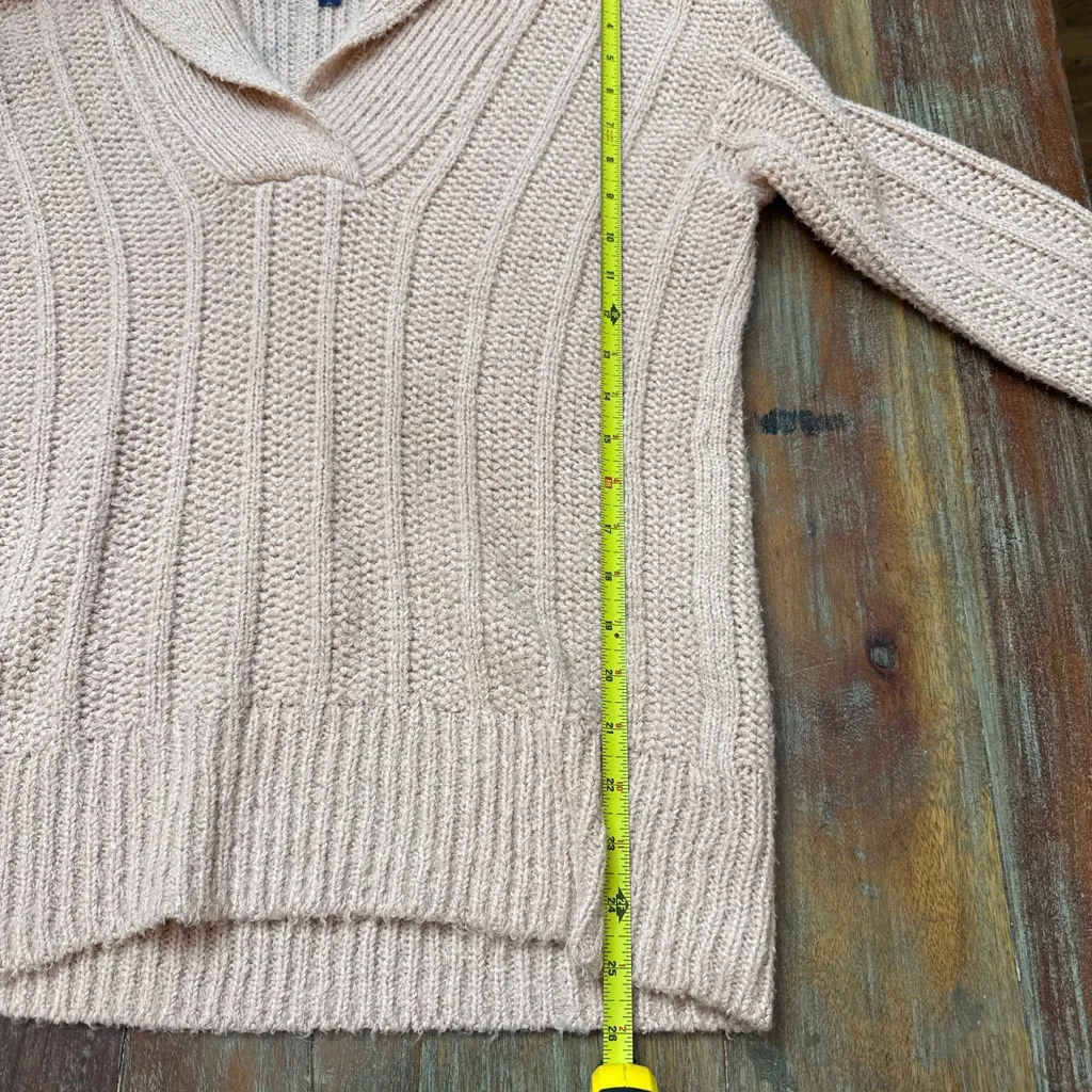 Anthropologie Pilcro Baby Pink V-Neck Sweater XS Cozy Winter - Image 9