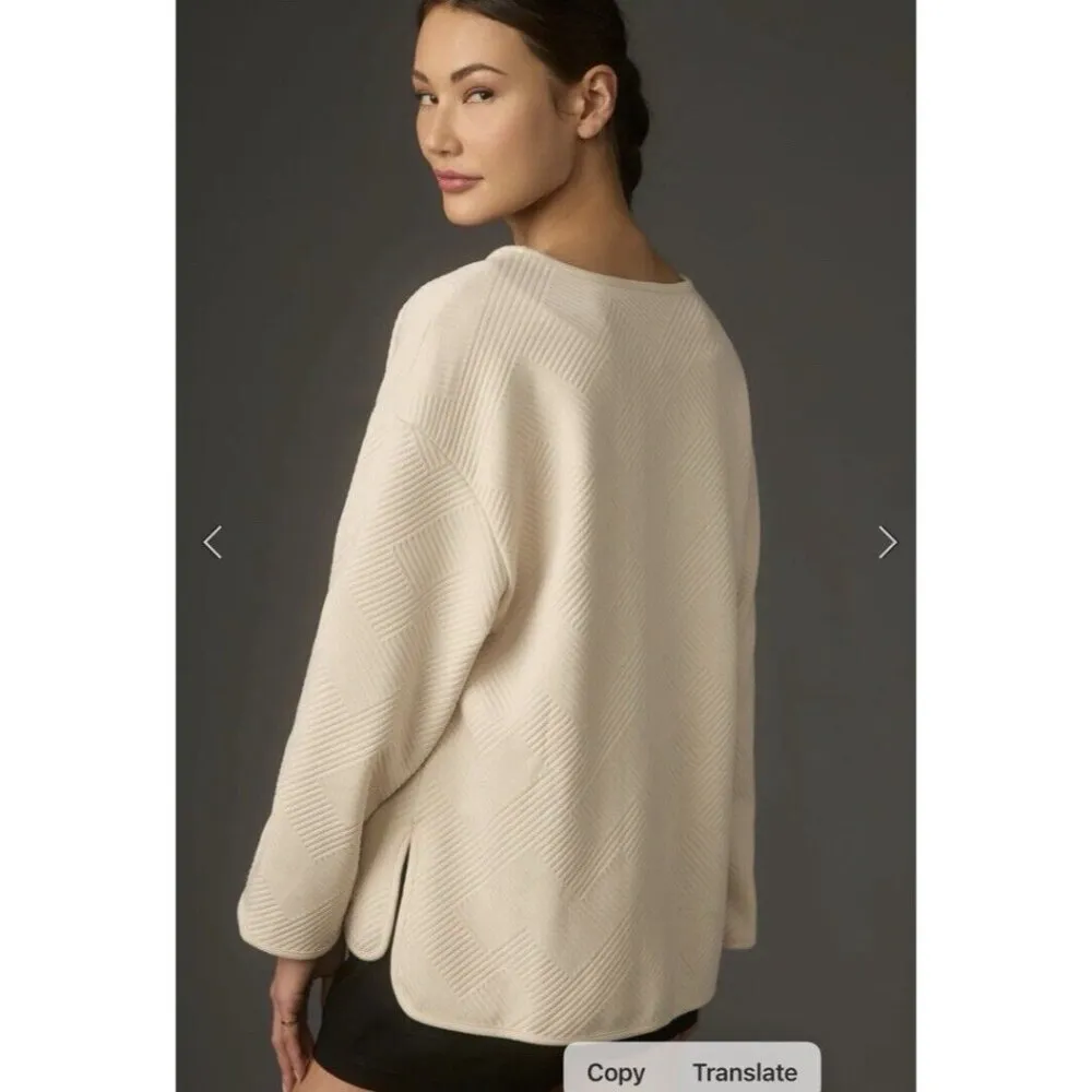 Sanctuary Anthropology Textured Knit Snap Close Shacket Jacket Cream Size S - Image 2