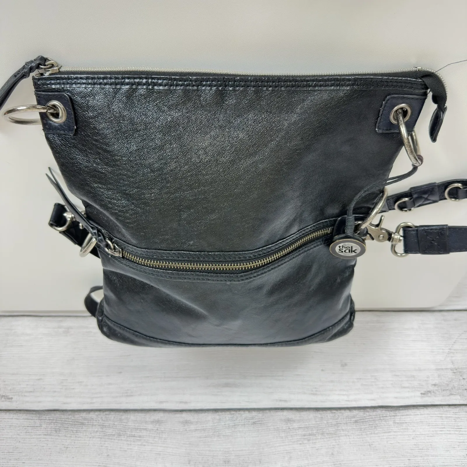 The SAK Pax Leather Bag Crossbody Clutch Convertible Purse Black Boho Western - Image 4