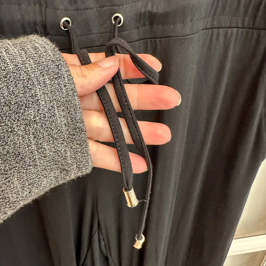 Bebe Y2K Logo Sleeveless Drawstring Waist Jumpsuit Jet Black Size Large L NWT - Image 9