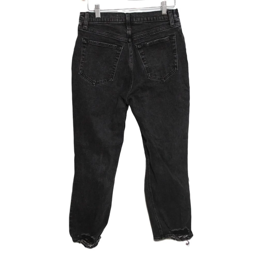 Abercrombie & Fitch Ankle Straight Ultra High Rise Black Denim Jeans Size 27 4 R - Image 2
