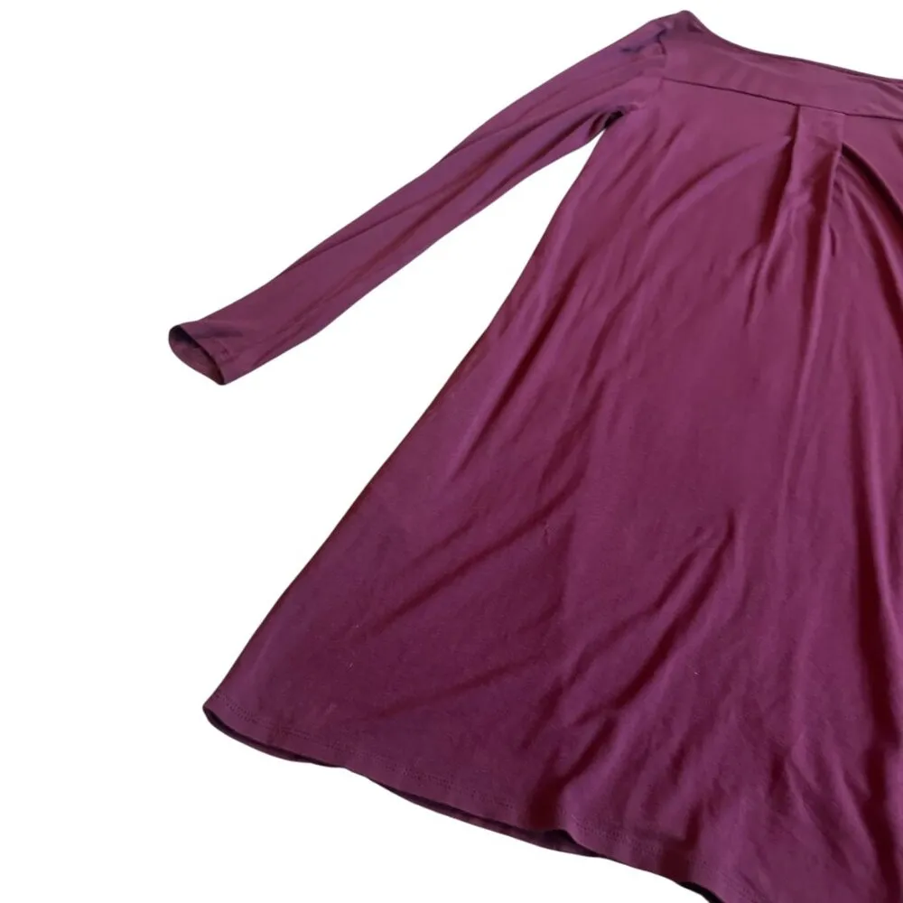 Peruvian Connection Purple Jersey Knit Dress Long Sleeve Flowy Size XS Women's - Image 10