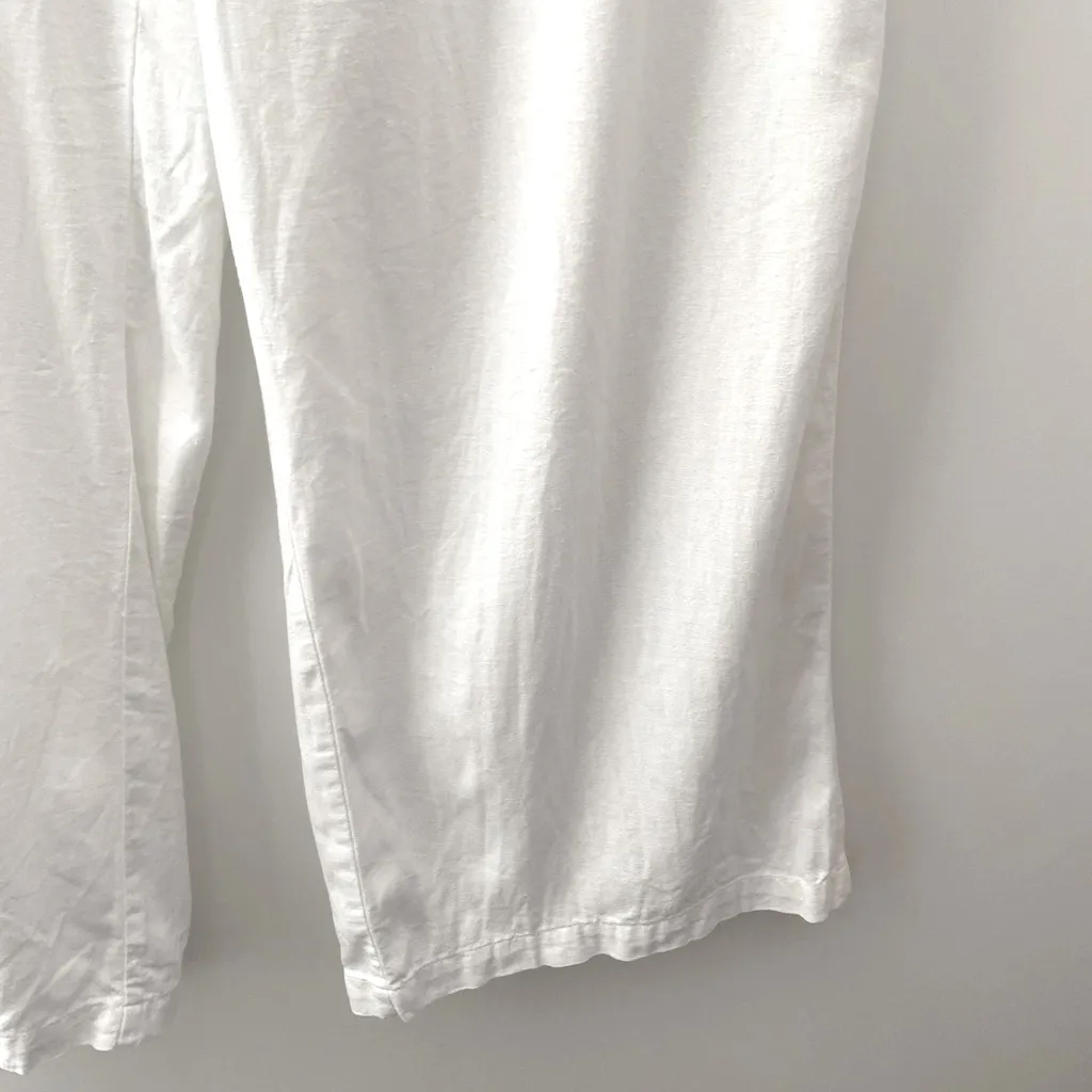 OLD NAVY Linen Pants Women Plus 2X White High Rise Wide Leg Drawstring Lagenlook - Image 6