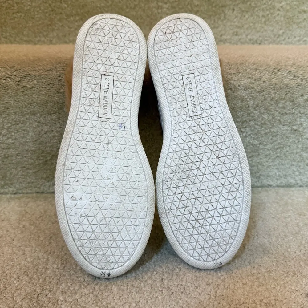 Steve Madden Brenner Faux Fur Trim Leather Outsole Sneakers White Size 6 - Image 8