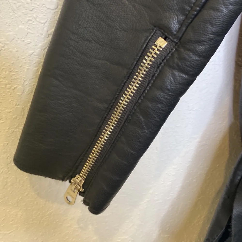 Vigoss Long Sleeve Long Length Faux Leather Jacket Asymmetric Zipper EUC Sz M - Image 5