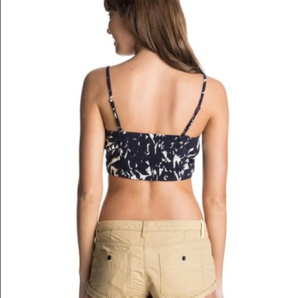 Starlet Bralette Top Vacation Pullover Smocked Back Navy and White Size S - Image 2