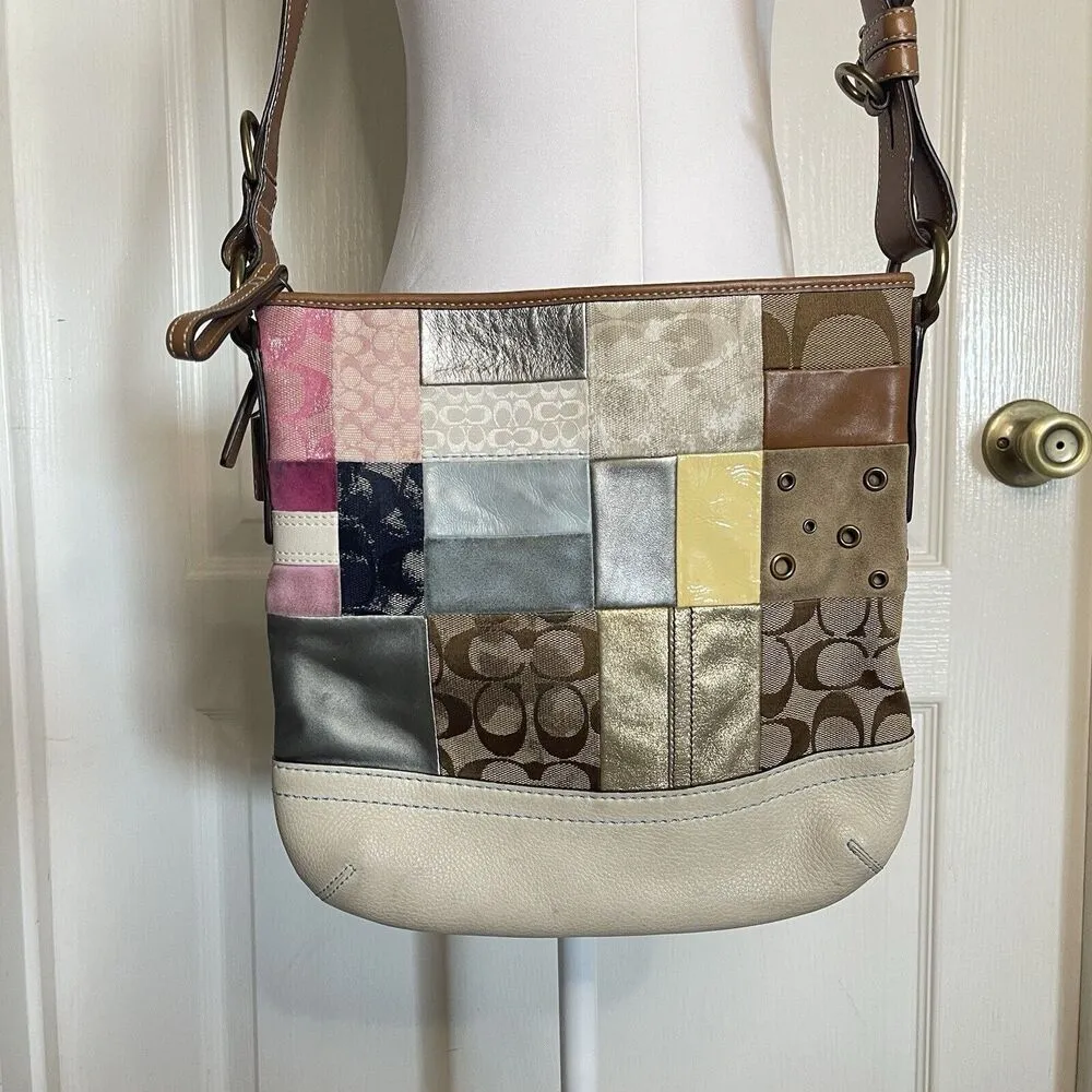 COACH Patchwork B06Q-10018 Multicolor Crossbody Shoulder Handbag Multi Pattern - Image 2