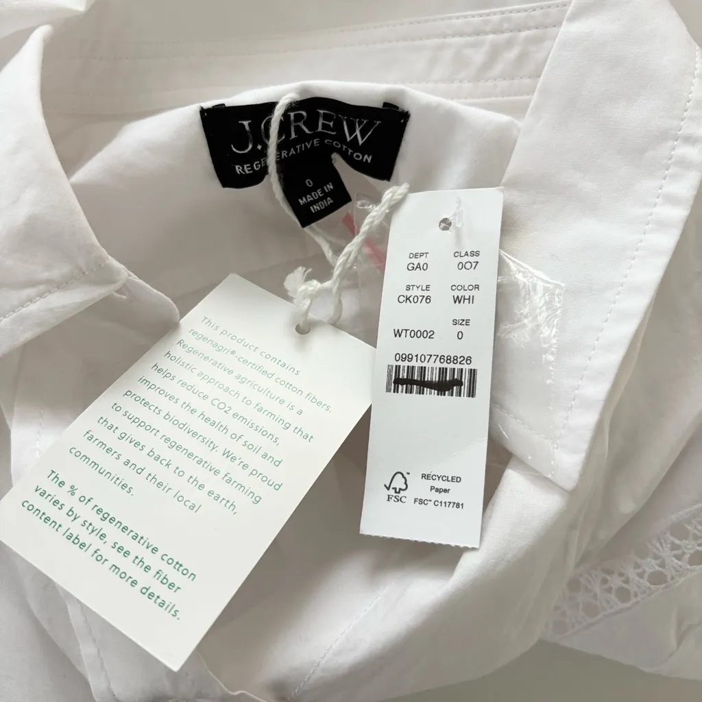 NWT J. Crew Gamine Eyelet-trim Shirt Short Sleeve Blouse White - Image 4