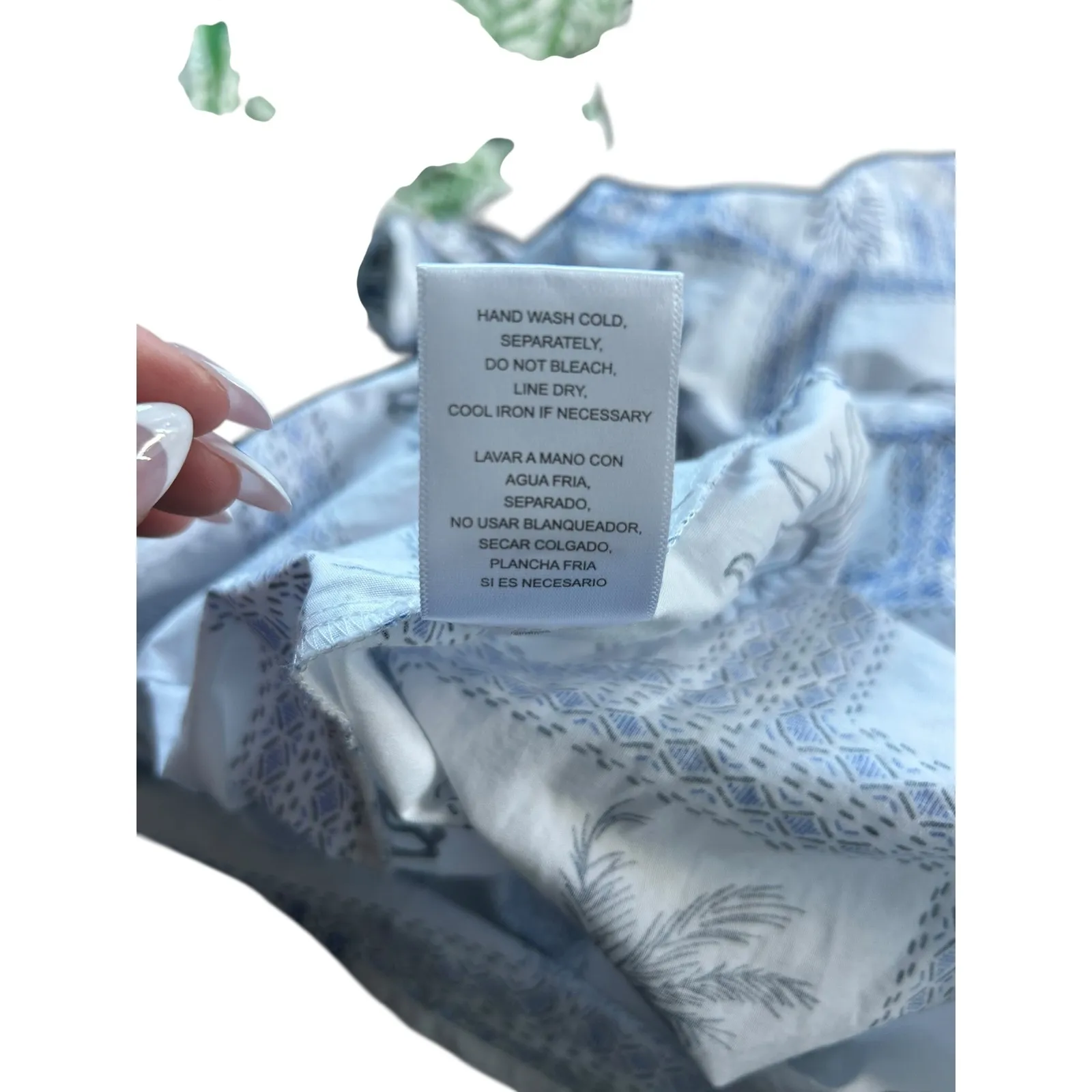 Calypso St Barth Beach Dress Tunic Sun Shell Palm Print Tiered V Neck XL White - Image 8