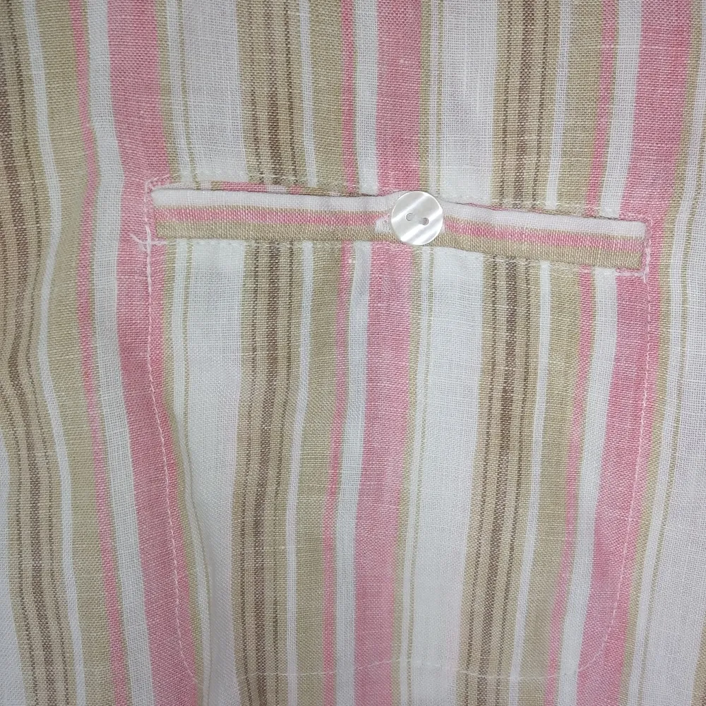 Chadwicks 14 Pink Tan Stripe Linen Top Plus - Image 4