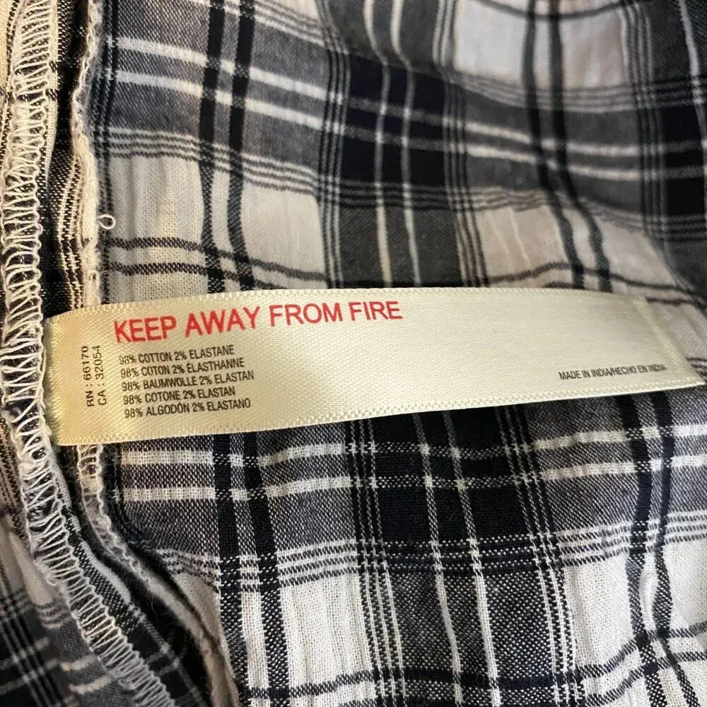 NWOT Free People Brandie Plaid Midi Dress Women's L Strapless Slit Black White - Image 15