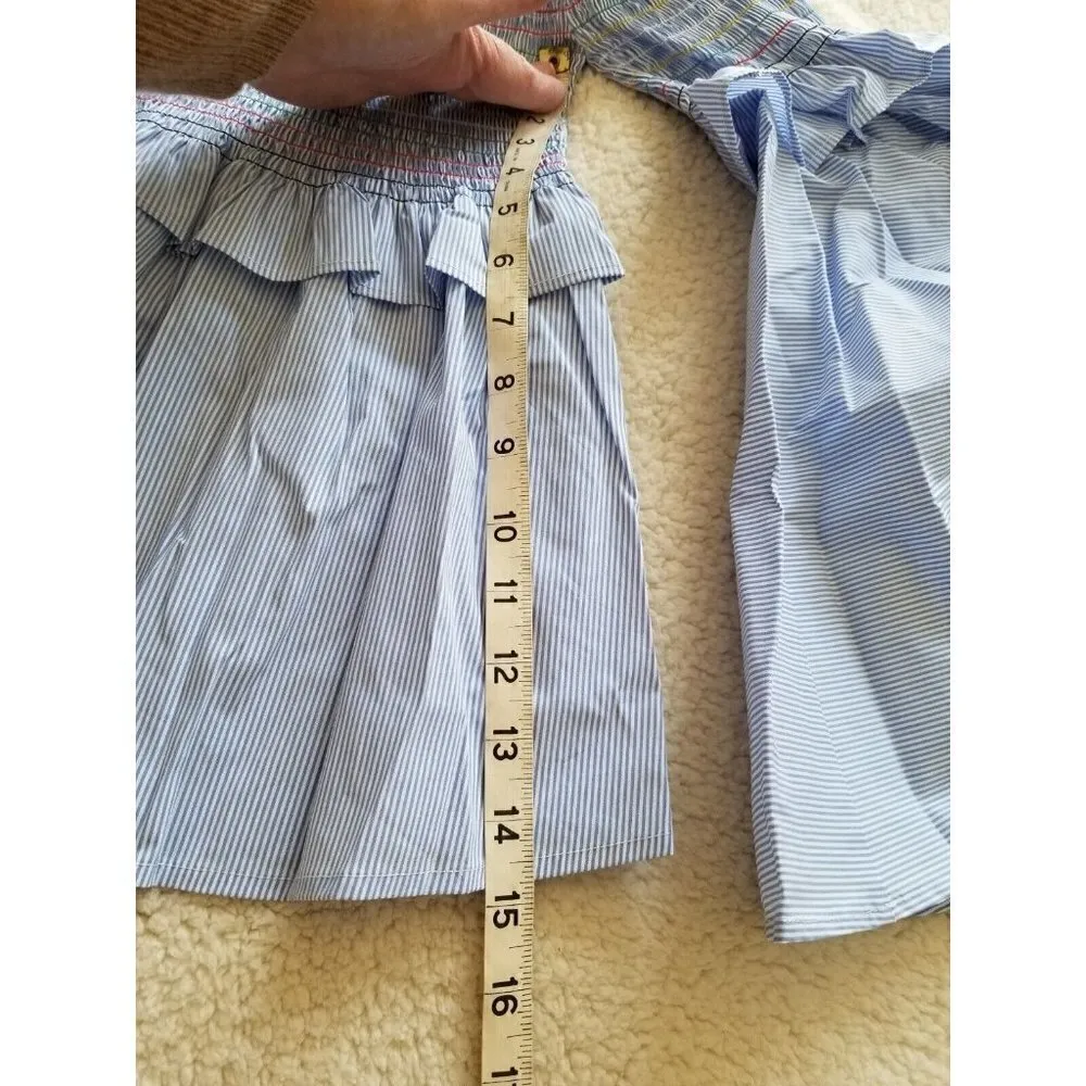 AQUA Brand Womens Tunic Top, Blue&White Stripe, Bell Sleeves Off The Shoulder S - Image 5