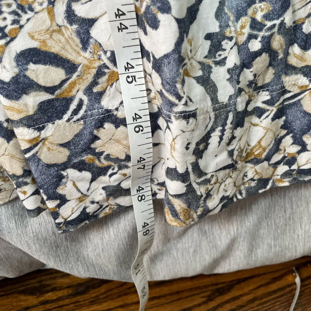 Peruvian Connection Maxi Dress M Cotton Cream Navy Floral A-Line Pockets Boho - Image 11