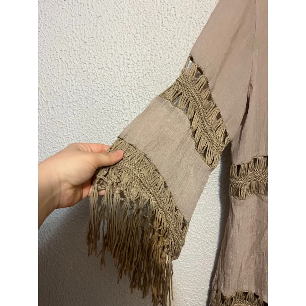 Women’s Bohemian  Fringe Western Crochet Duster Cover Up Size XL - Image 2