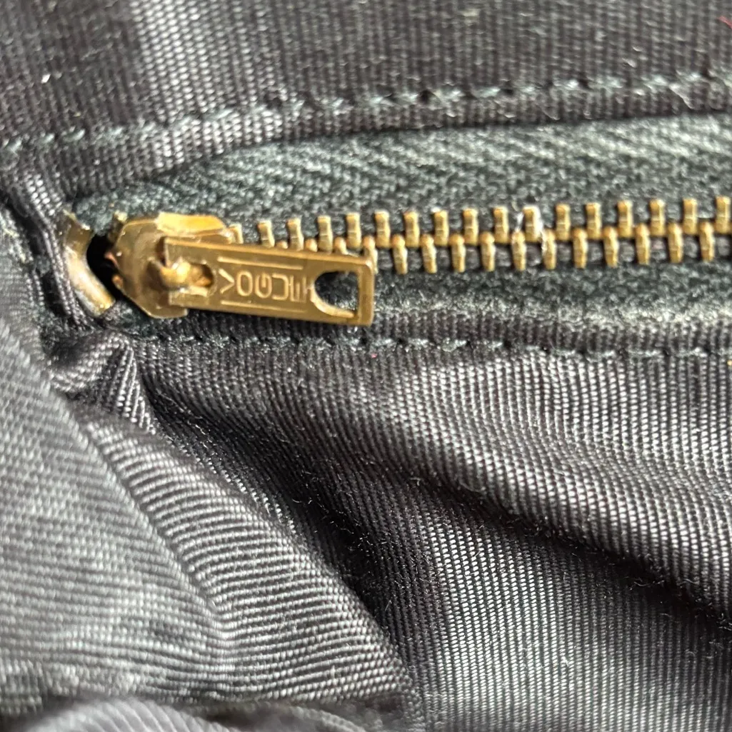 Vintage Black Leather Handbag scallop top - Image 8