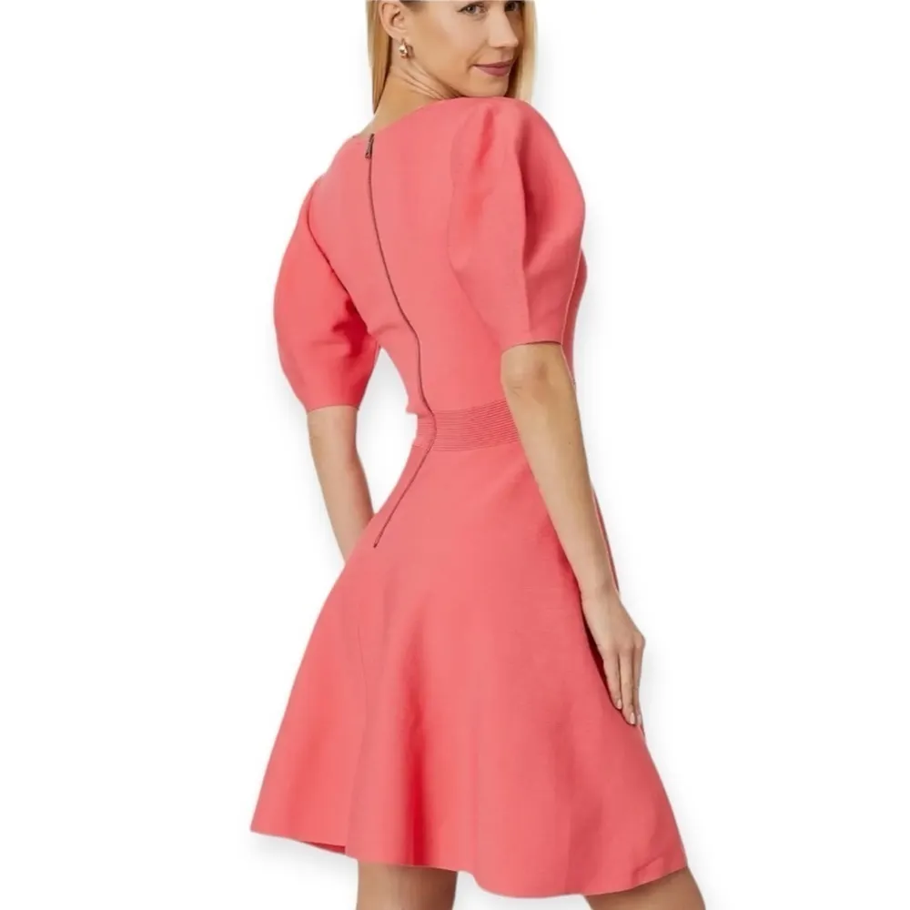 TED BAKER Hayliy Sleeve Detailed Skater Dress Coral Size 3 NEW Demure - Image 2