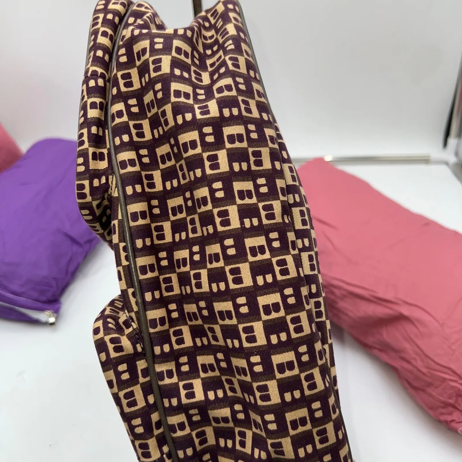 Bally Vintage Monogram Shoulder Bag Y2K Designer Purse Italian Leather Tan - Image 16