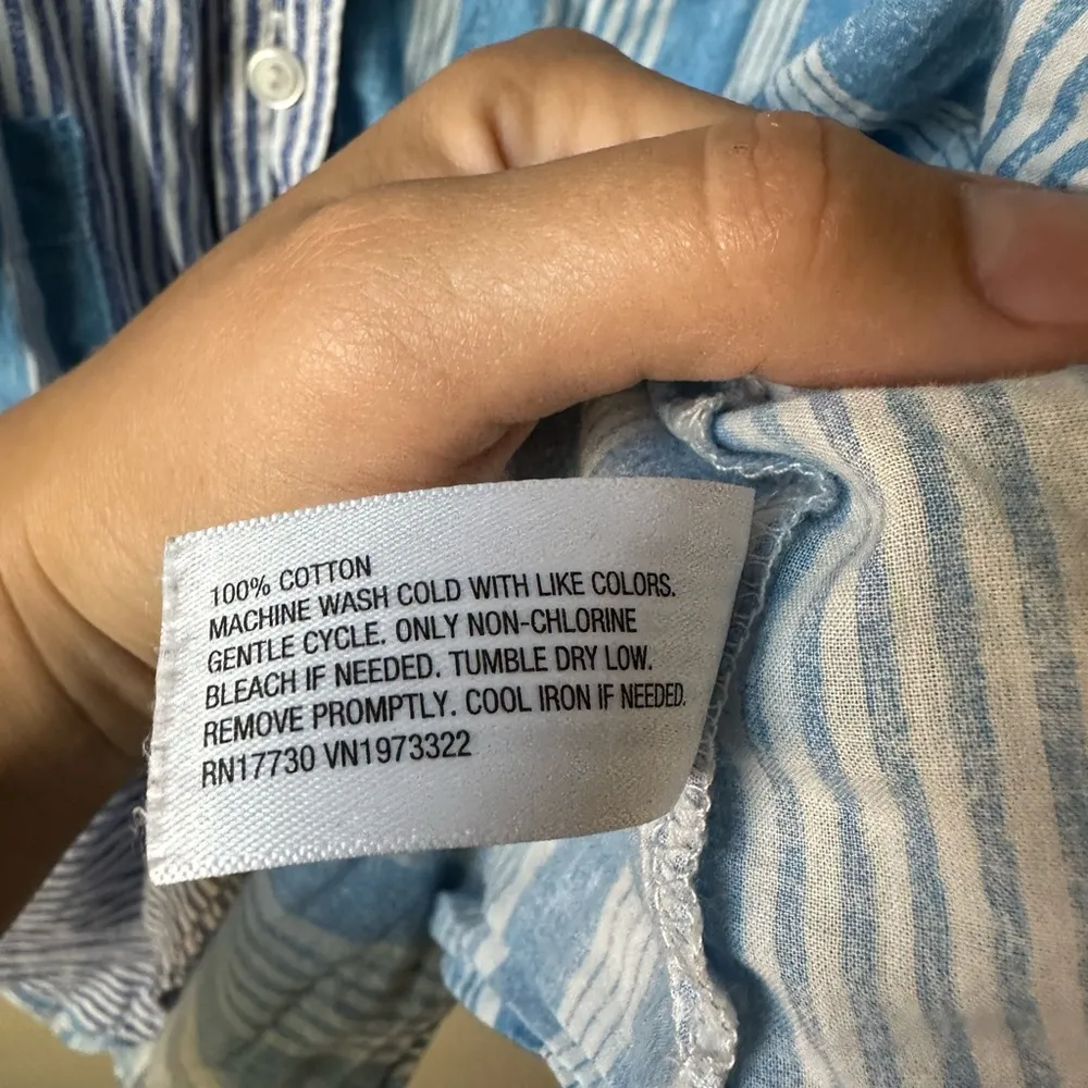 Women's Long Sleeve Color Block Button-Down Shirt - Wild Fable Blue Stripe Large - Image 4