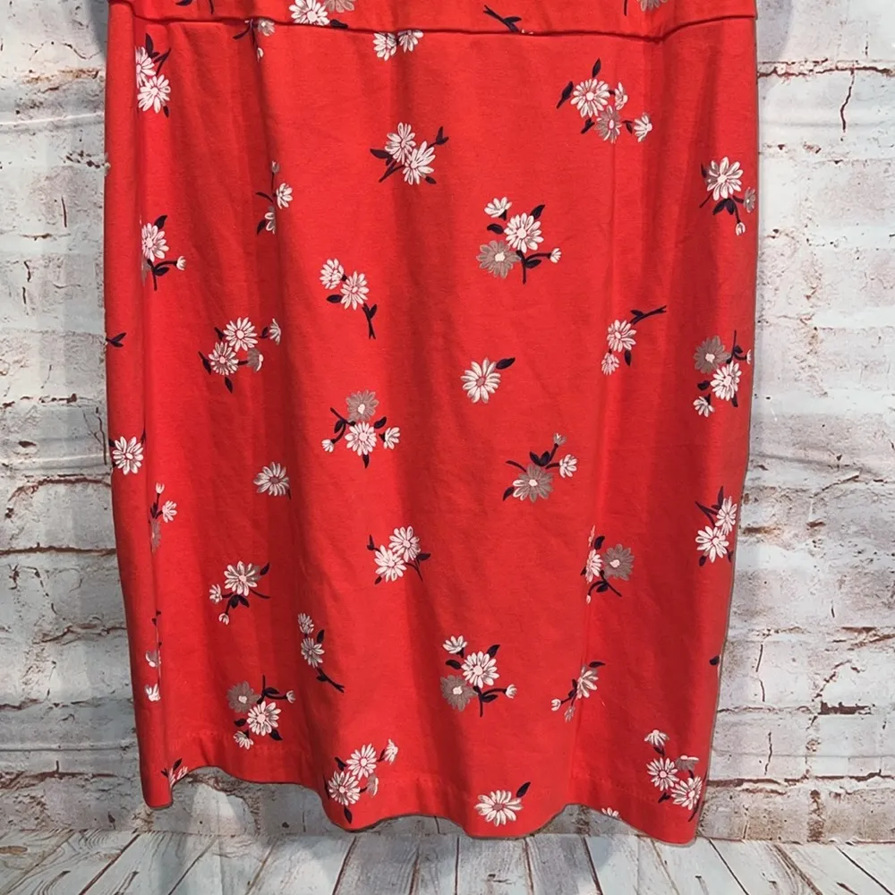Old Navy Dress Womens XXL Red Flower Short Sleeve Mini Pencil Fit Flare - Image 5