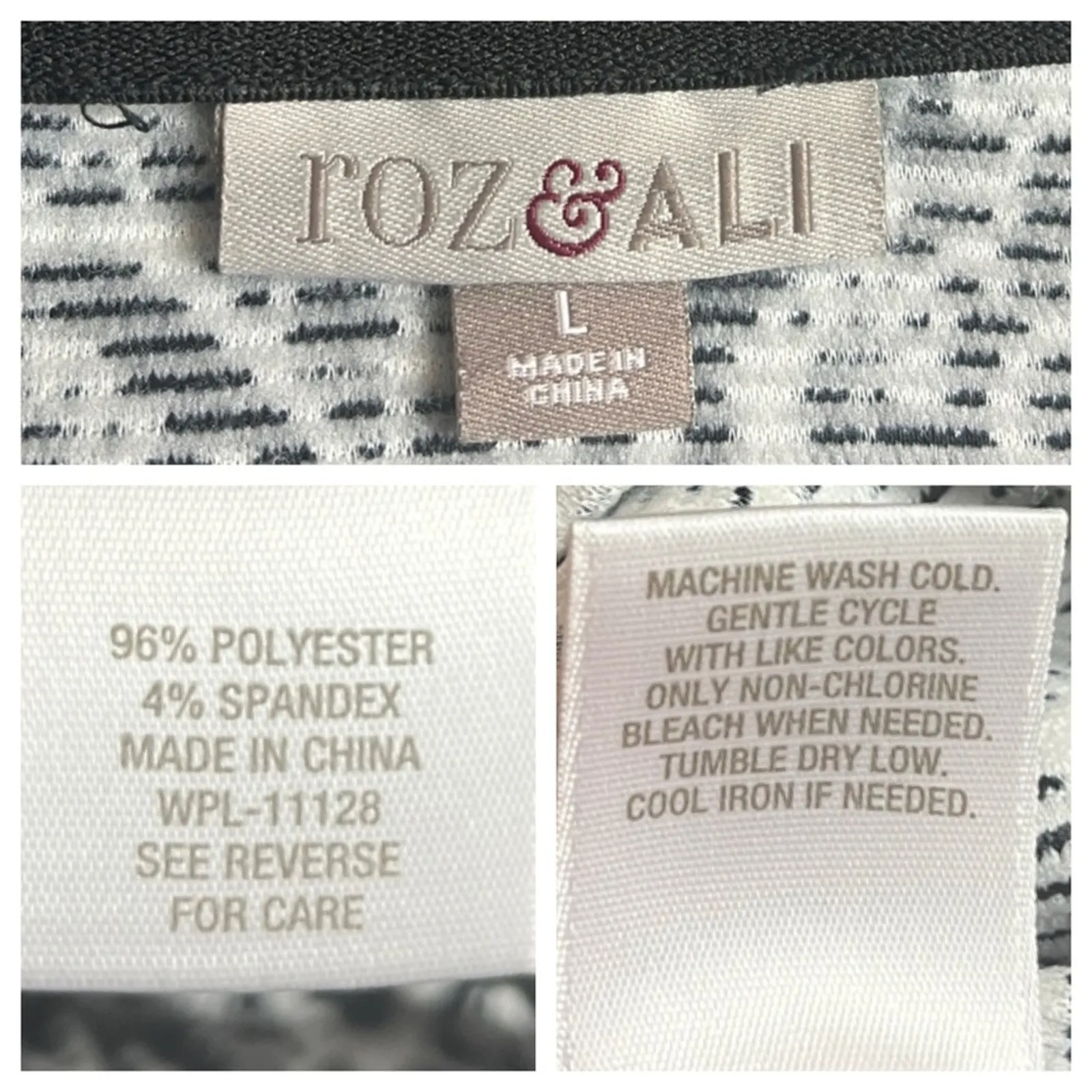 Roz & Ali Dressbarn Pencil Skirt Black Cream Baroque Textured Women’s Size Large - Image 8