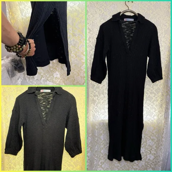 Free People beach Black Maxi light sweater Dress XS worn once like new - Image 2