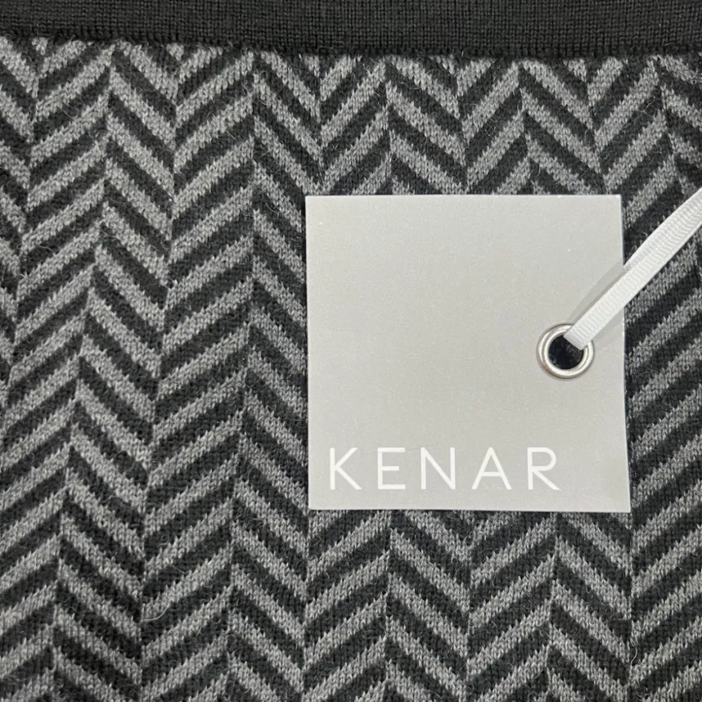 Kenar Women's Black Gray Chevron Wool Blend Pull On Stretch Mini Skirt Size M - Image 5