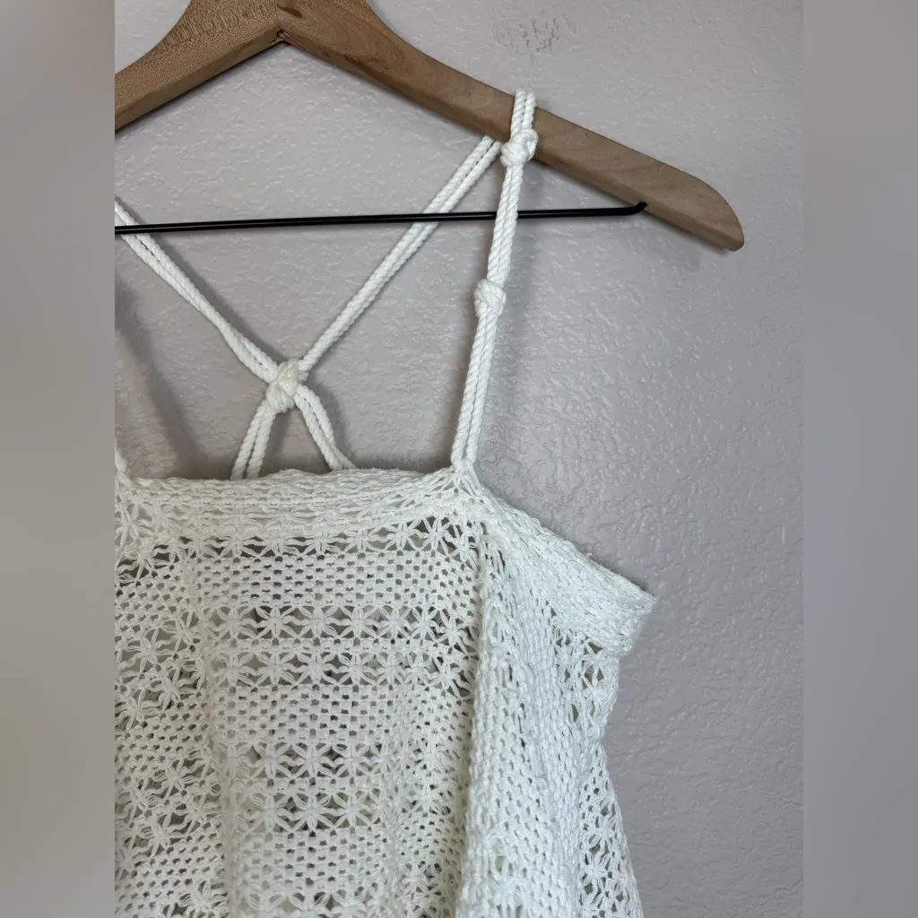 Free People Beach FP Beach Ivory Crochet Rope Halter Tank Top size Small - Image 5