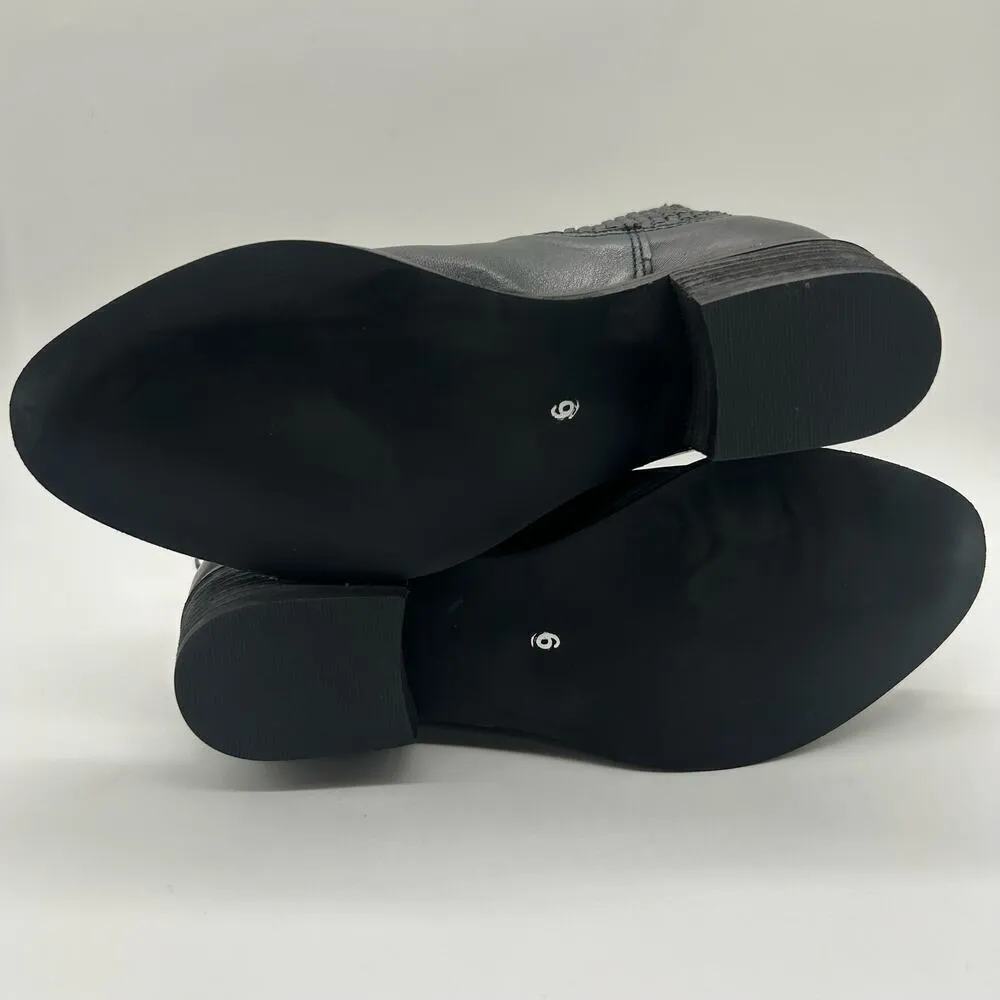 Journee Collection Boots Womens 6 Black Premium Leather Emerson Boots NEW - Image 6