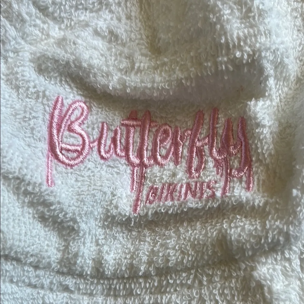 Butter White Terry Cloth Hat with Pink Logo - Image 2