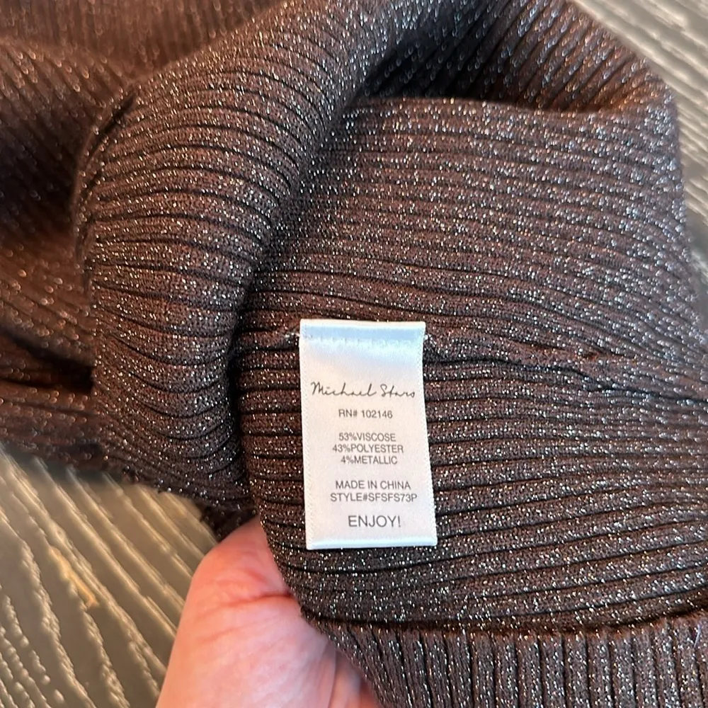 NWT MICHAEL STARS Mae Scoop Neck Dress Size SMALL PETITE Chestnut Shimmer - Image 9