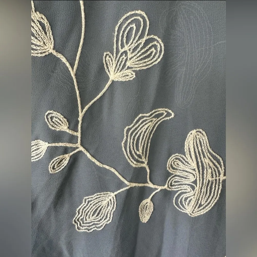 Fame Blue Sheer Boho Embroidered Floral Open Kimono Cardigan Cover Up One Size Size undefined - Image 7