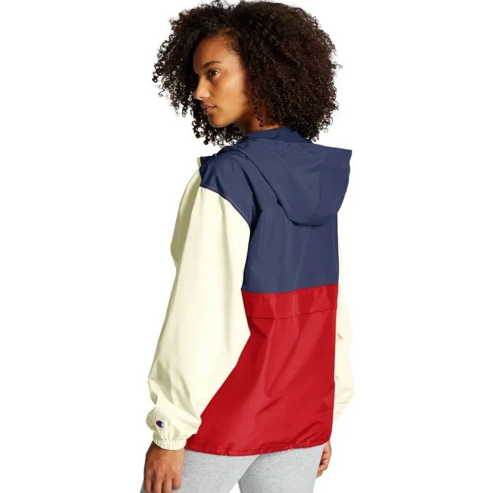 New! CHAMPION Colorblock Hooded Packable Jacket Wind & Water Resistant Small - Image 3