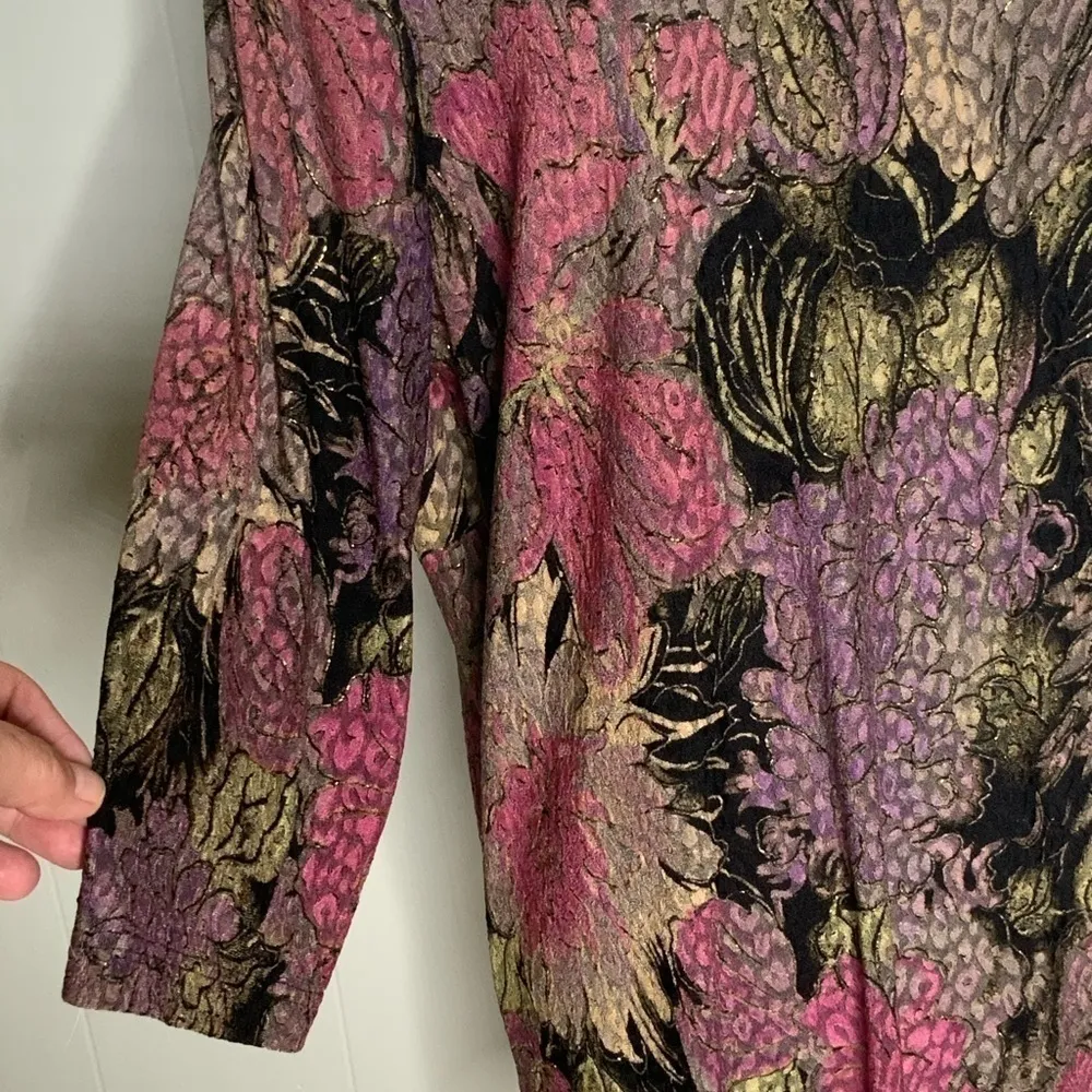 Maggie Barnes 3/4 Sleeve Round Neck Plum Black & Gold Sparkle Tunic 0X - Image 7