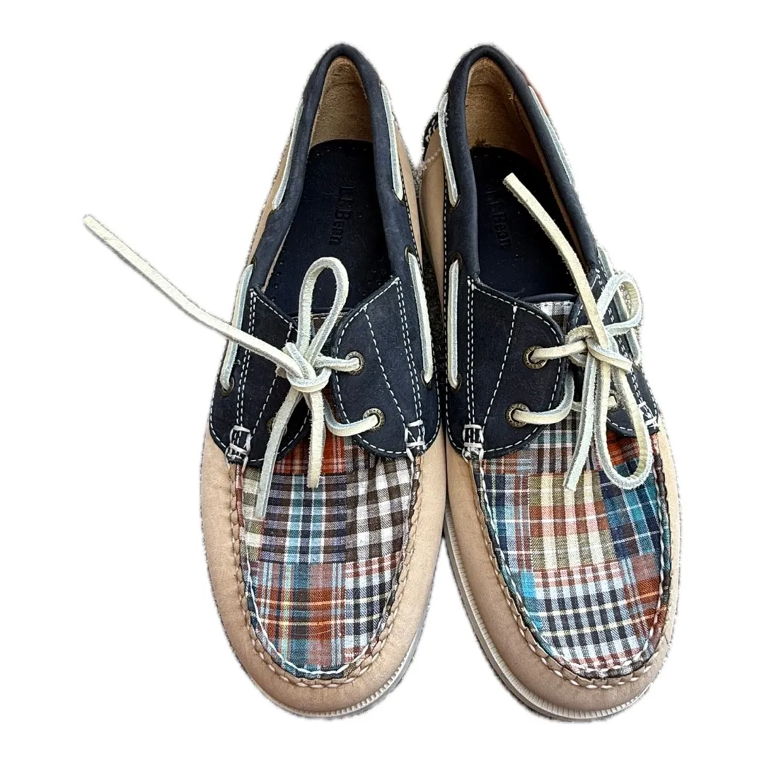 Vintage L.L.Bean Womens Boat Shoes Multicolor Plaid Moc Toe Lace Up 9.5M - Image 1