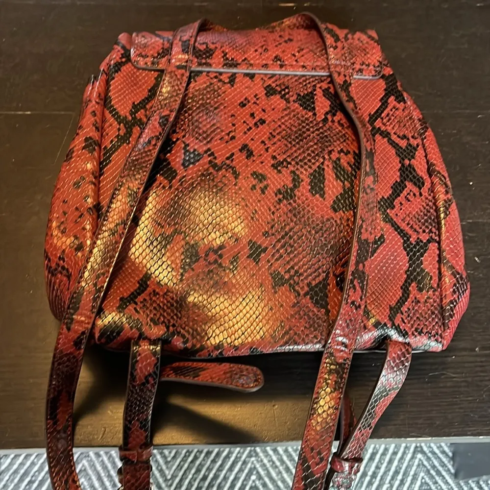 COPY - Zara basic collection snakeskin red/black backpack type purse in EUC. - Image 2