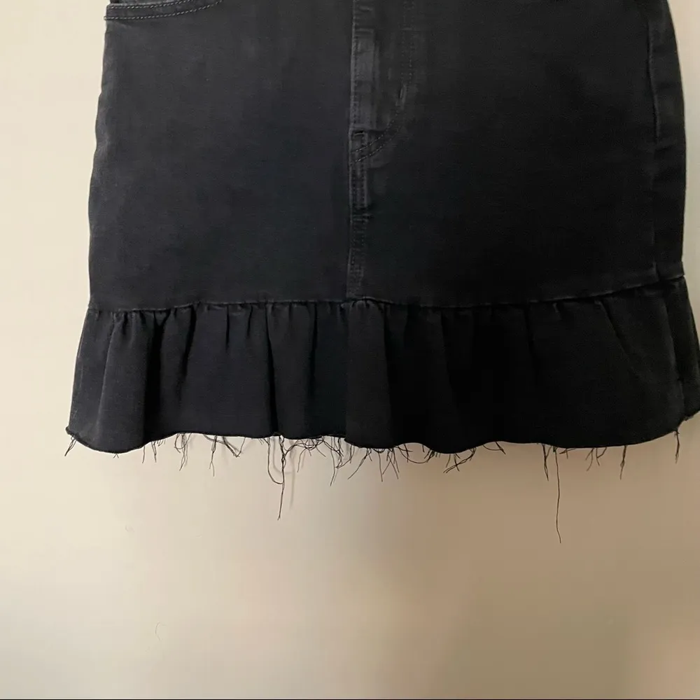 Black Denim Mile High Ruffle Skirt - Image 4