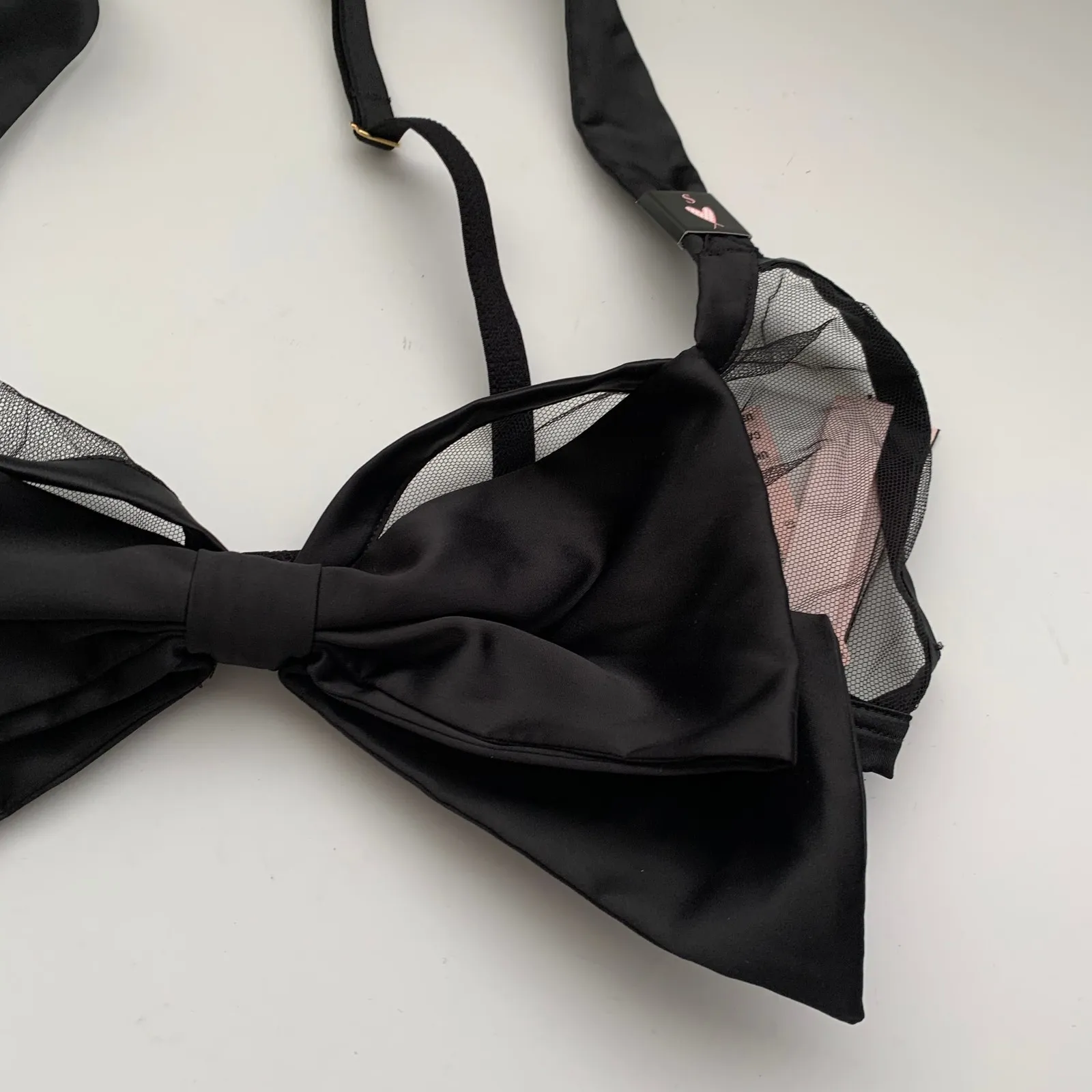 Victoria Secret Very Sexy Big Bow Mesh Bralette Womens Black - Image 6