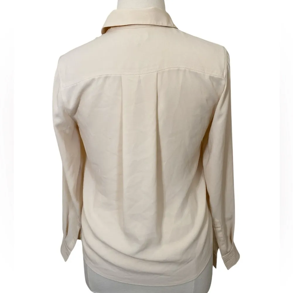 Normcore cream Button down blouse classic minimalist Tan Size M - Image 3