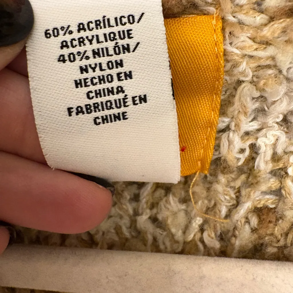 Ruby Rd Beige Chunky Knit Fringe Vest Boho Festival Open Cardigan Sweater Large Brown - Image 5